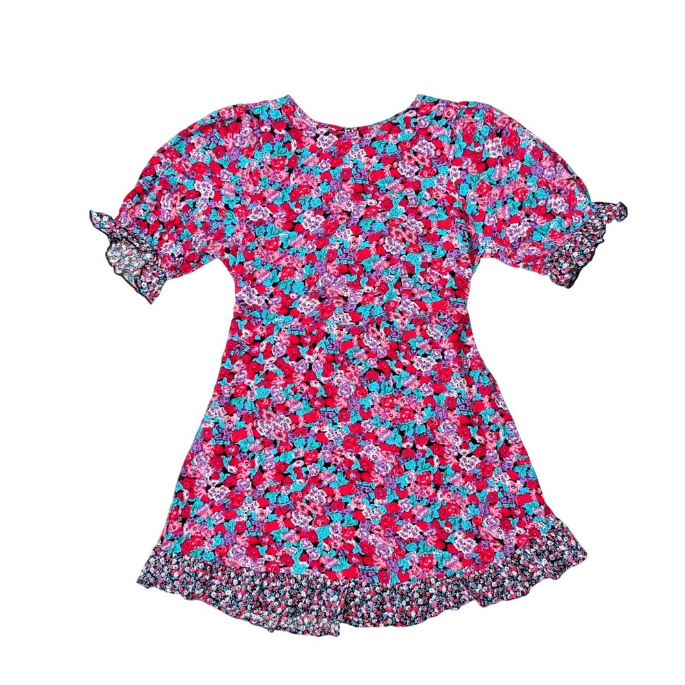 RIXO for‎ Target Floral Mini Dress Ruffle Puff Sleeve Cottagecore Size 4 - Picture 3 of 14